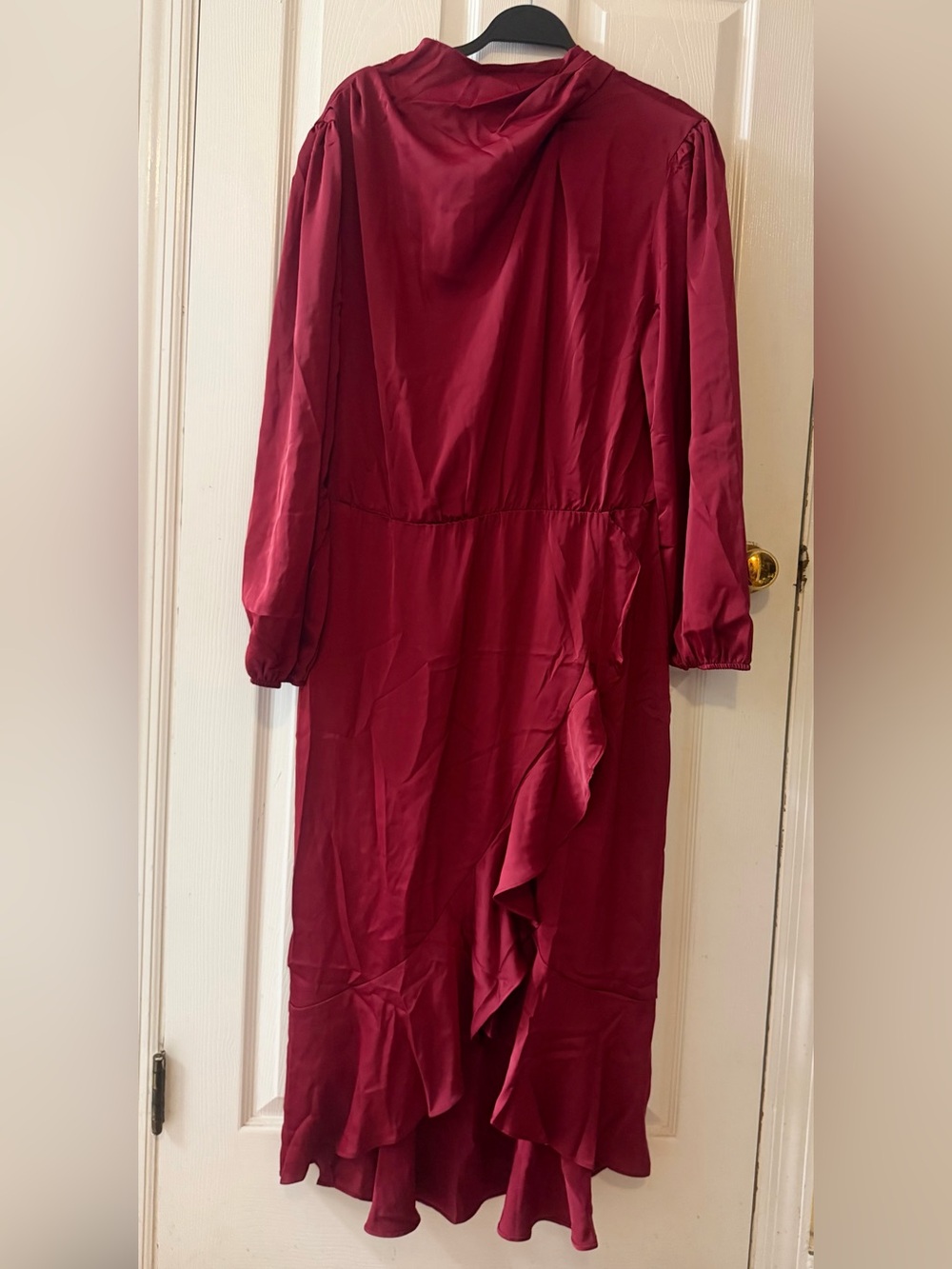 Satin Red Fall long sleeve dress